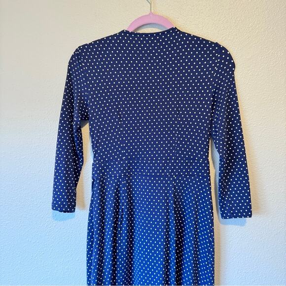 Talbots Blue Polka Dot Mini Dress Womens 2P 3/4 Sleeve Casual Sundress - Picture 4 of 10